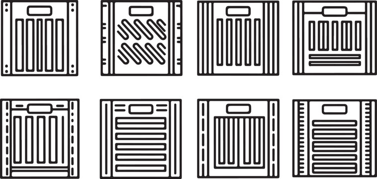 Black and white bar code icons on white background vector set Vector