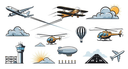 Collection of various aircraft and aviation elements. © Ncenceleng