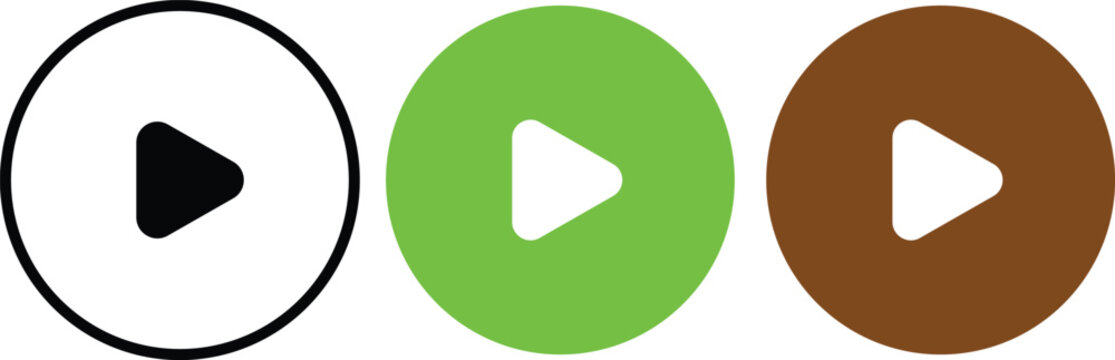 Set of play buttons icons. Play buttons. Video audio player button vector illustration.