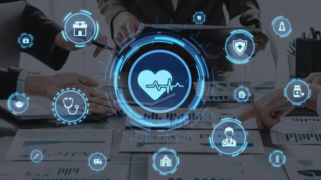 Healthcare icons show medical service, healthcare support, and patient treatment. Healthcare ensures medical service quality, health care access, and reliable medical care. Funnel