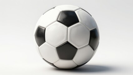 Fototapeta premium Black and White Soccer Ball Floating on Clean Background