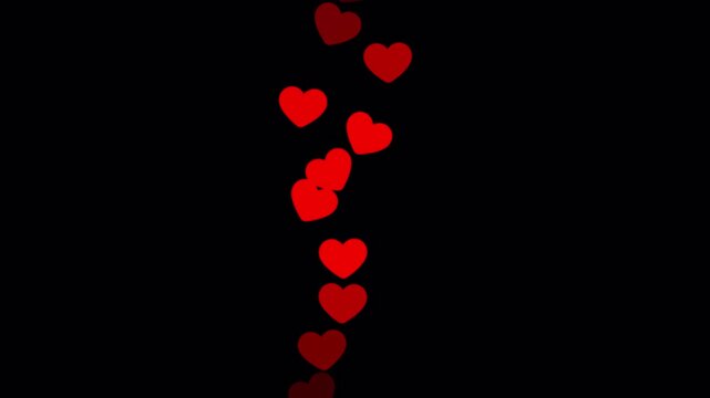 Red heart shape symbol animation with alpha channel, Red heart floating up animation on transparent background, Like floating up animation, Red heart beat icon animation