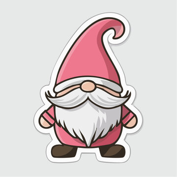 Cute Pink Gnome Illustration