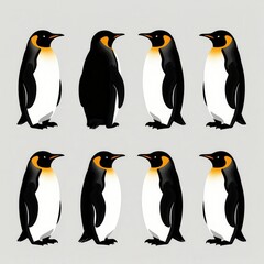 Obraz premium Eight Emperor Penguins Standing in a Row