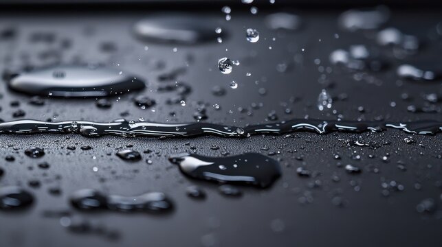 Hydrophobic barrier film testing macro photography water droplet beading surface repulsion laboratory transparent film coating performance characteristics