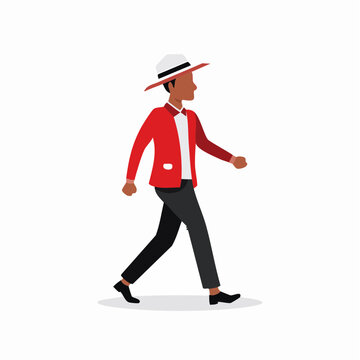 Man in Red Jacket and Hat Walking