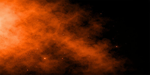 Abstract fire and smoke texture featuring hot orange flames and red burning embers against a dark black night sky creating an intense inferno of motion and light © Kazim