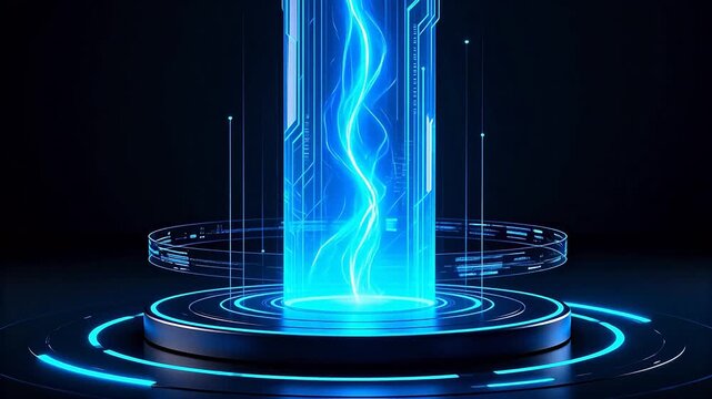 Futuristic glowing blue column