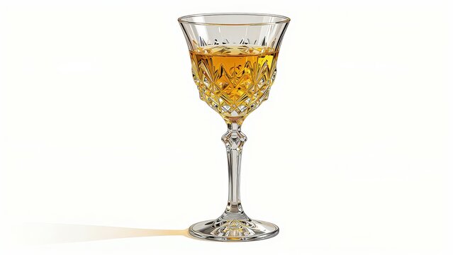 Glass of Golden Wine in Elegant Crystalware