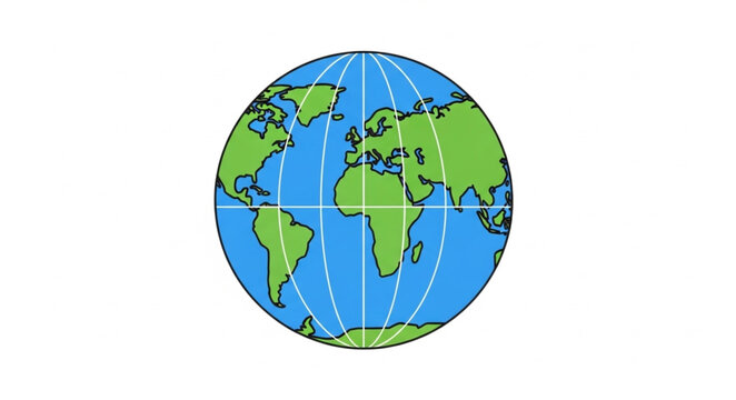 Illustration of Earth Globe with Continents and Oceans Depicted.
