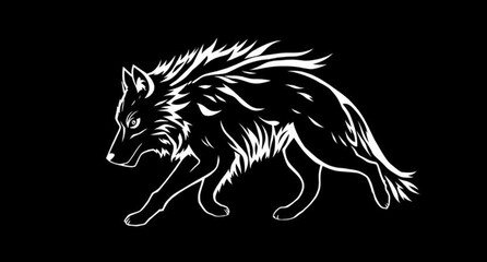 Naklejka premium Isolated black wolf head silhouette vector illustration of a wild predator mammal for nature and wildlife animal drawing