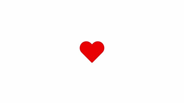 Red heart shape symbol animation with alpha channel, Red heart floating up animation on transparent background, Like floating up animation, Red heart beat icon animation
