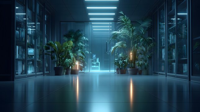 with white structural frames and advanced hydroponic systems growing fresh vegetables in a pristine environment