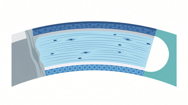 Detailed anatomical layers of the human cornea cross section vector