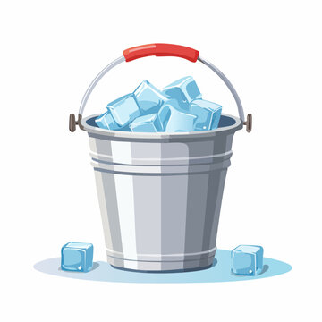 Metal bucket filled with ice cubes
