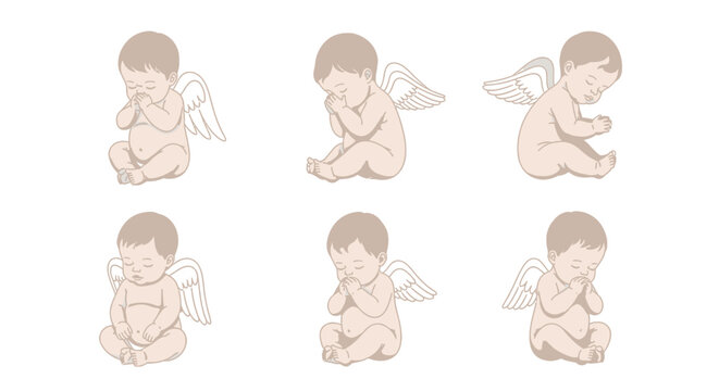 Collection of Cute Praying Baby Angel Illustrations