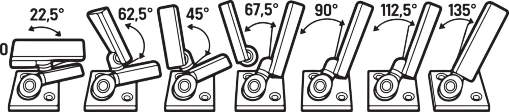 Collection of angle brackets with screws in different positions vector icons Vector