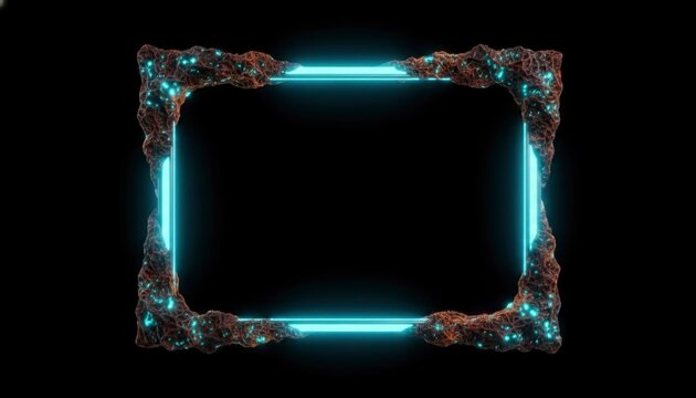Glowing neon frame with circuit.