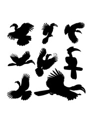 Exotic hornbill bird silhouettes © fennywiryani