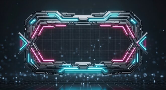 Neon Light Border Frame Design.