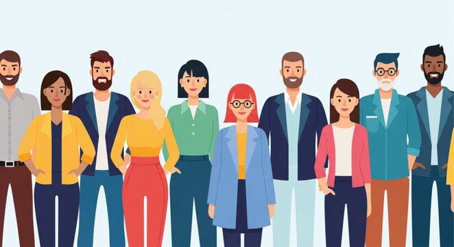 Diverse group of people standing.