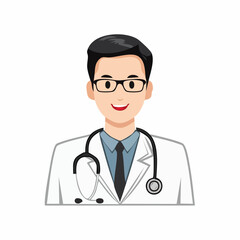 Fototapeta premium Illustration of a smiling male doctor wearing glasses and a stethoscope