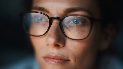 Fototapeta premium Detailed portrait of a woman with glasses