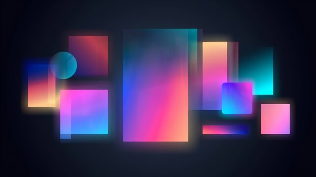 Modern tech-inspired design with soft gradients and floating rectangles