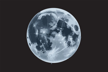 Full moon in night sky, realistic illustration of celestial body with craters and shadows. © Mohammad