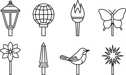 Naklejka premium Vector icons set of different light bulb types isolated Vector