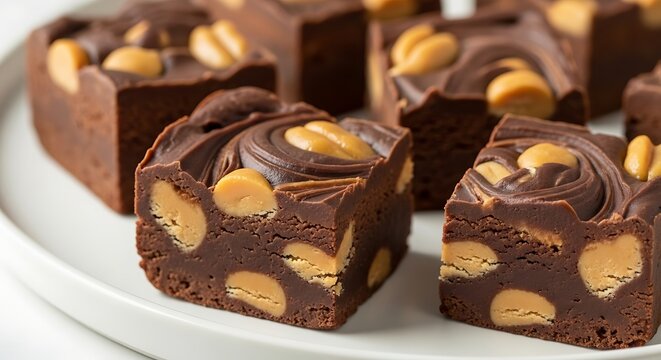 Chocolate peanut butter fudge pieces.