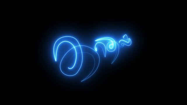 Kaadhal Tamil Typography. Motion graphics of text neon line