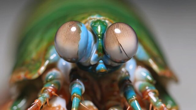 Extreme Macro Detail of Colorful Peacock Mantis Shrimp Eyes