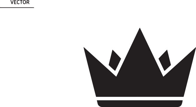 Black crown icon, royal symbol, vector crest, monarch emblem