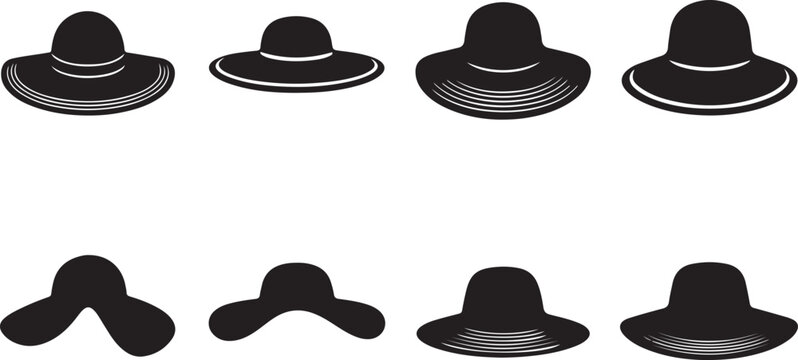 Black beret and fedora hats set on white surface vector illustration Vector