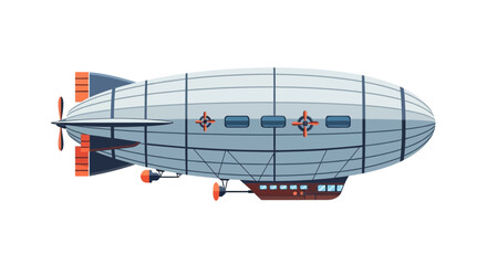 Retro airship illustration with propeller and gondola, isolated on white background © Azrha