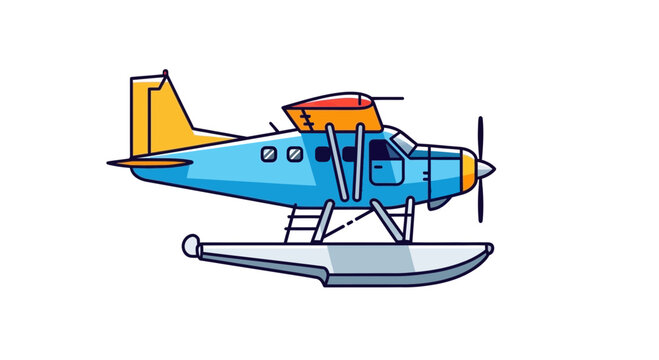 Seaplane Aircraft, Blue Floatplane, Aviation, Transportation, Scenic Travel
