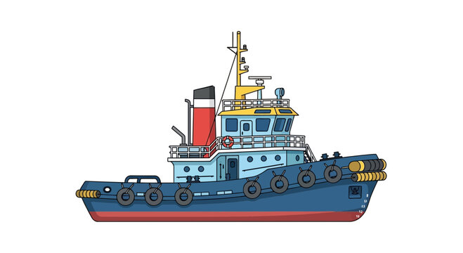 Tugboat Illustration - Marine Vessel for Towing and Assistance