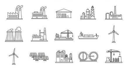 Obraz premium Collection of Industrial Building Icons and Symbols.