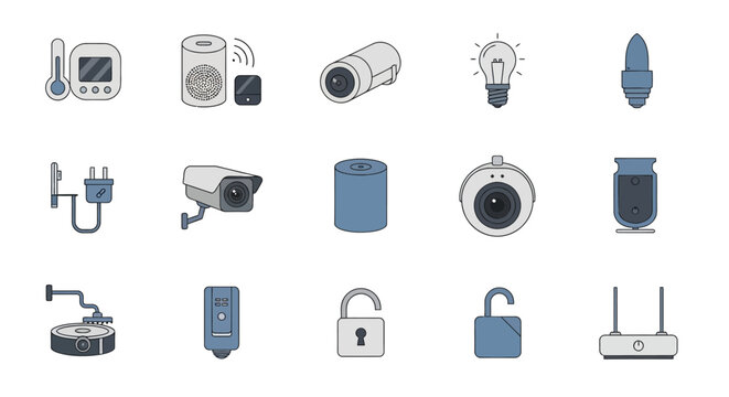 Collection of smart home and security system icons