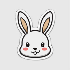 Obraz premium Cute Kawaii Bunny Face Sticker