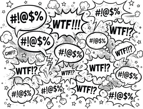 Chaotic speech bubbles and exclamations a hand drawn expression of confusion