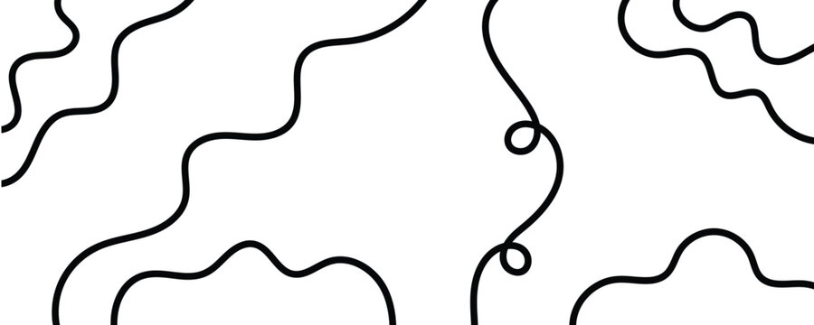 Modern  Line Wave Background with Flowing Curves and Dynamic Motion for Creative Digital Design. Black color line background with loops and swirls.