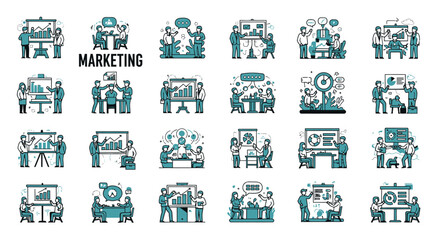 Obraz premium Business marketing and data analysis presentation icons set