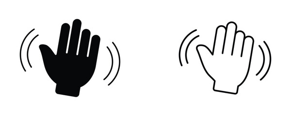 Fototapeta premium Waving hand icon set. Hand icon is ideal for hello, bye hand, welcome, goodbye, gesture. Waving hand gesture icon vector. greeting, farewell symbol. vector illustration isolated on white background.