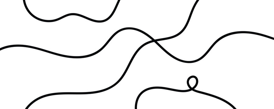 Abstract wavy linear. curve and spiral lines. Squiggle curly lines. Decorative design elements isolated on white background. 