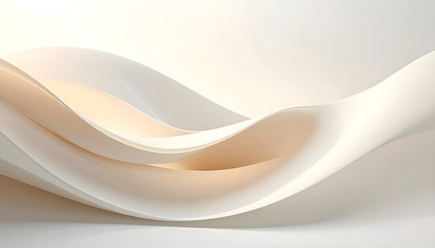 Formas abstractas blancas y beige con curvas fluidas en fondo minimalista luminoso