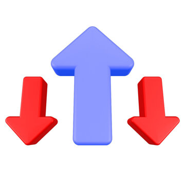 up & down arrow icon 3d rendering