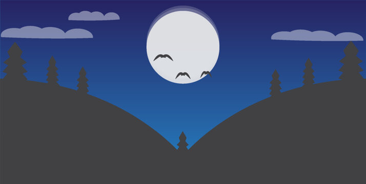 Explainer Video animation background. Simple Flat 2D Sunset landscape cartoon-like animation.