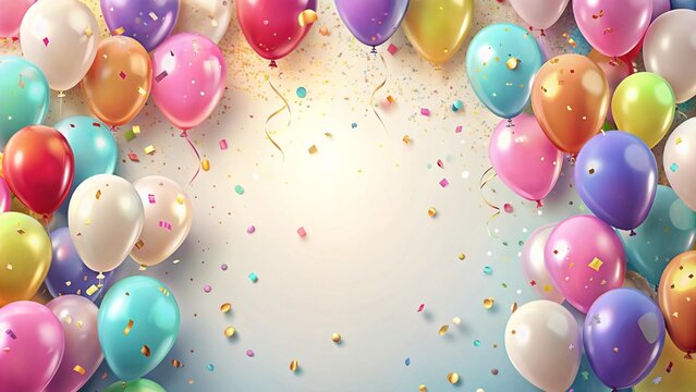 Frame of decoration birthday party on a pastel blue background with copy space top view